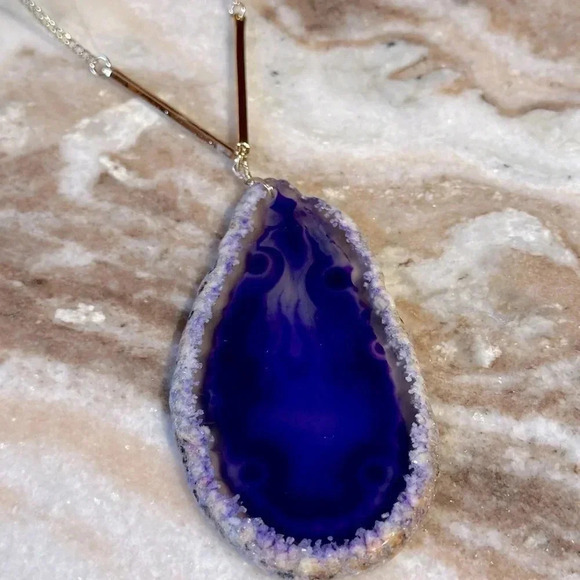 Genuine Amethyst Slice Necklace Meadow by Park Lane Jewelry - Picture 3 of 5